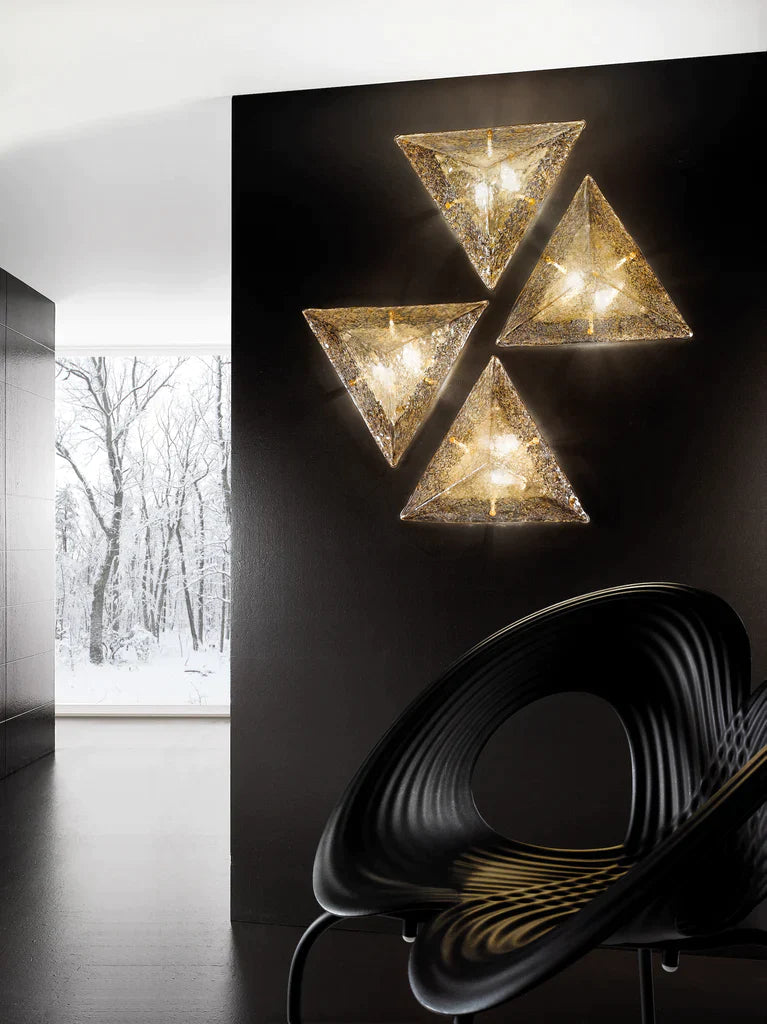 Sylcom Memmo 1171/52-D-GR.A Amber Graniglia Ceiling lamp in Polished Gold Metal Finish