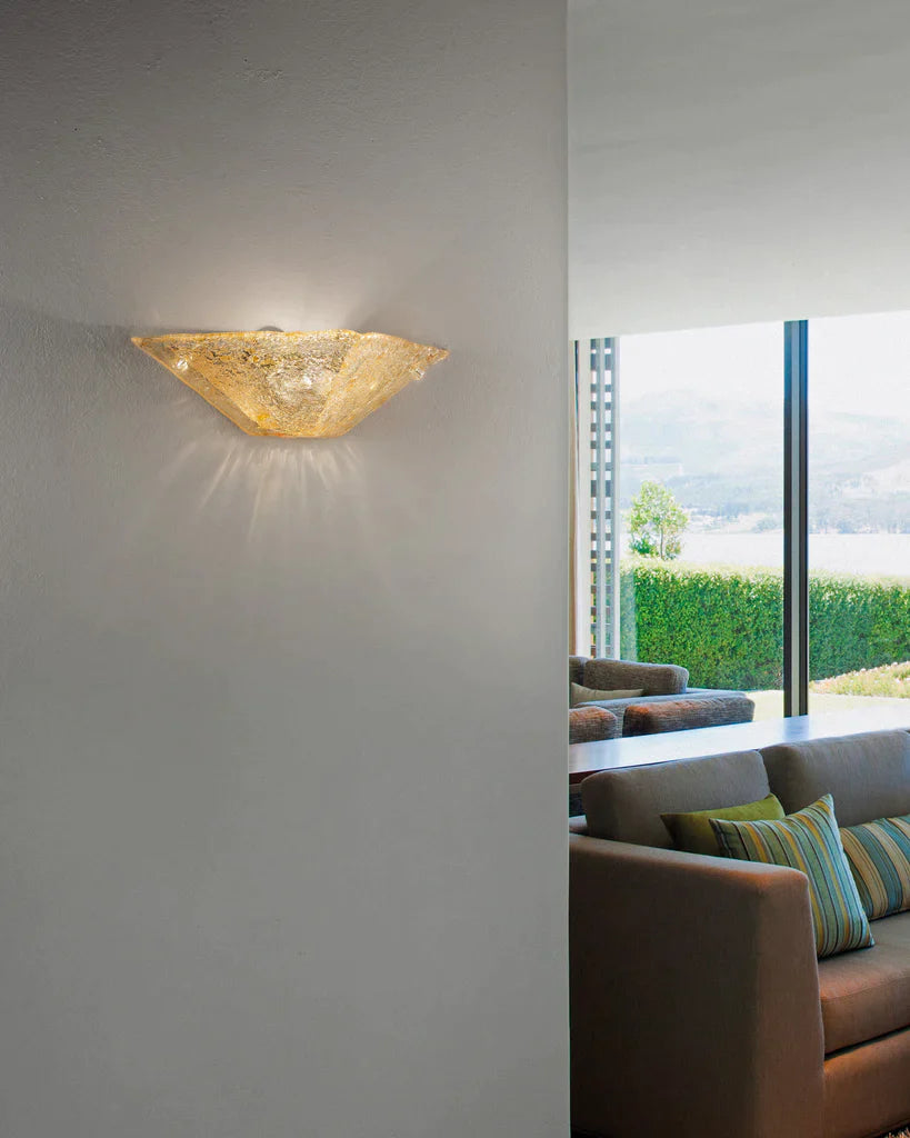 Sylcom Memmo 1173/A1-D-GR.A Amber Graniglia Ceiling lamp in Polished Gold Metal Finish