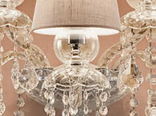 Sylcom Michiel 670/4+4-D-CR Clear with lead pendants Chandelier in Polished Gold Metal Finish