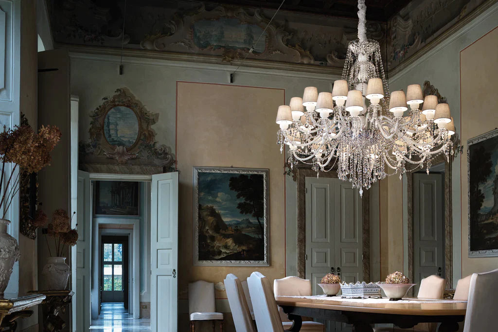 Sylcom Michiel 672/A3+2-K-BL Milk White with lead pendants Wall Lamp in Polished Chrome Metal Finish