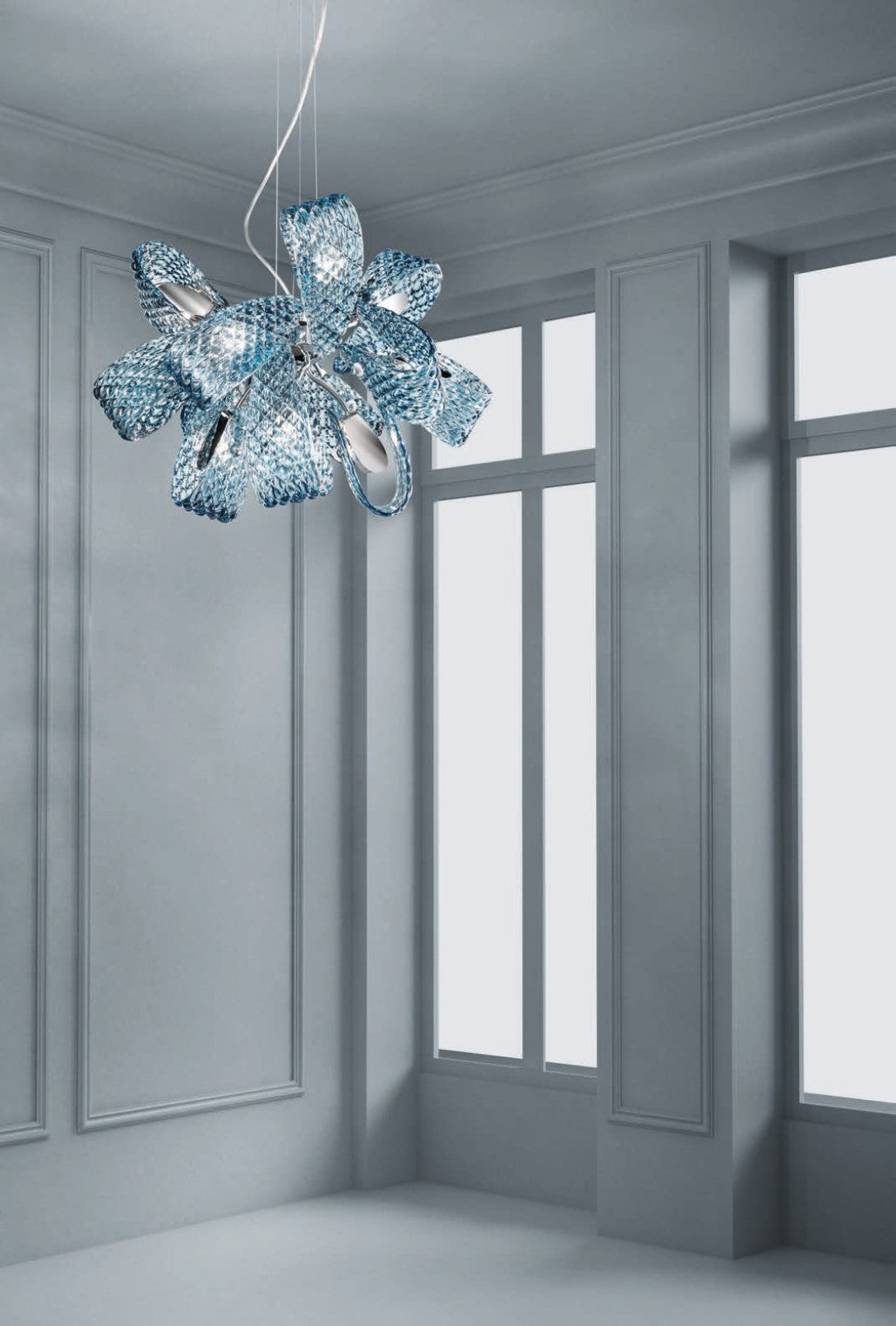 Sylcom Mocenigo 400/9-K-DEN Blue Denim Suspension in Polished Gold Metal Finish