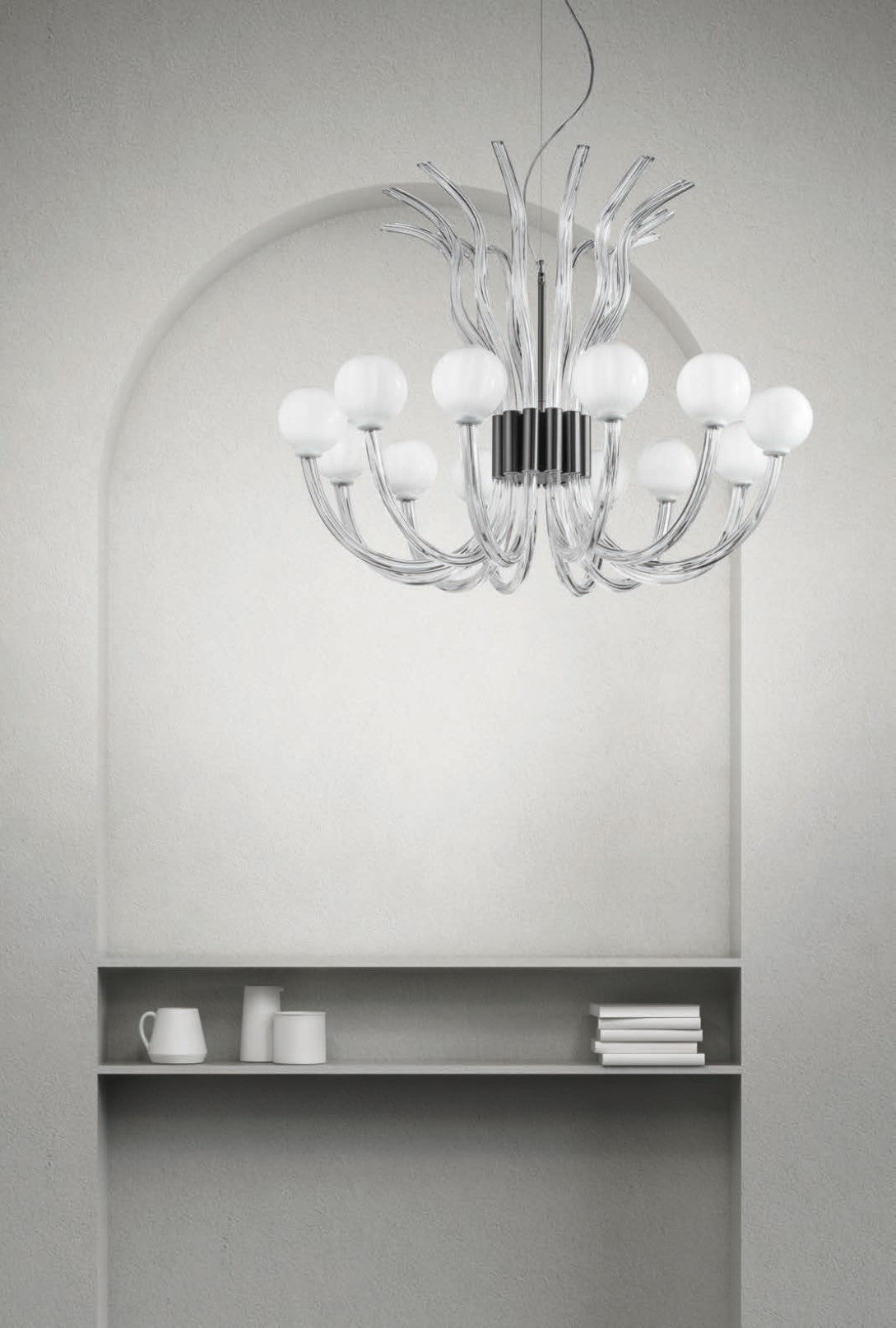 Sylcom Modà 2800/12-NNS-CR Clear Suspension in Brushed Black Nickel Metal Finish
