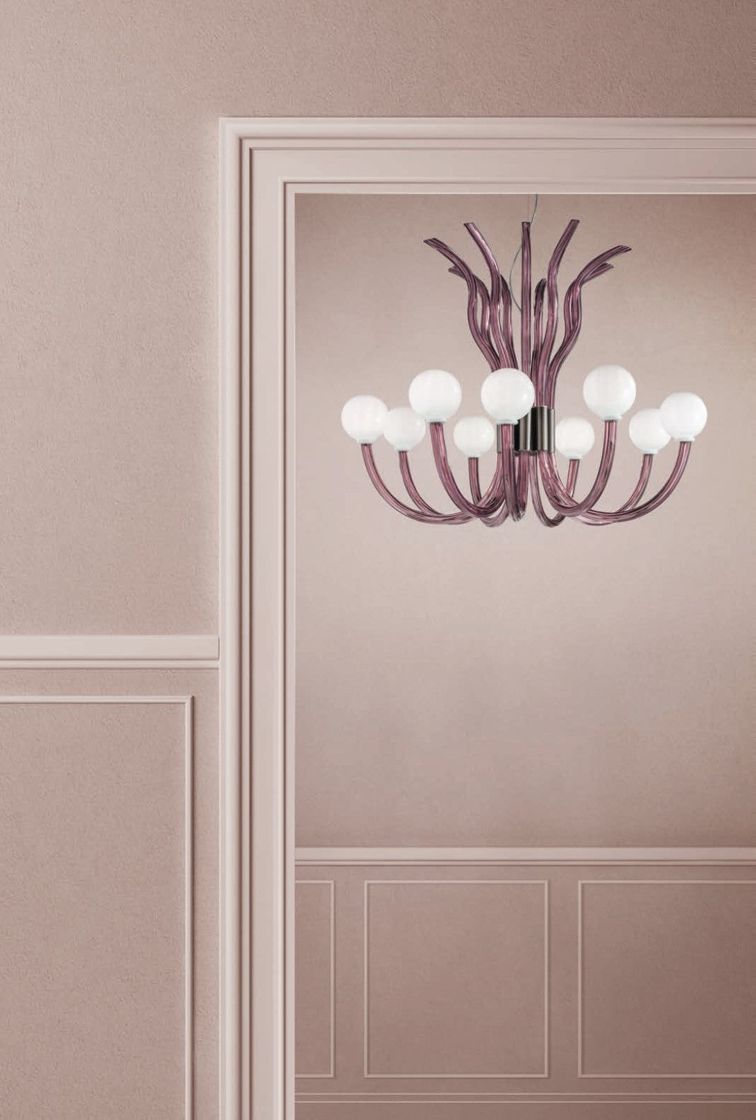 Sylcom Modà 2800/9-NNS-AMT Amethyst Suspension in Brushed Black Nickel Metal Finish
