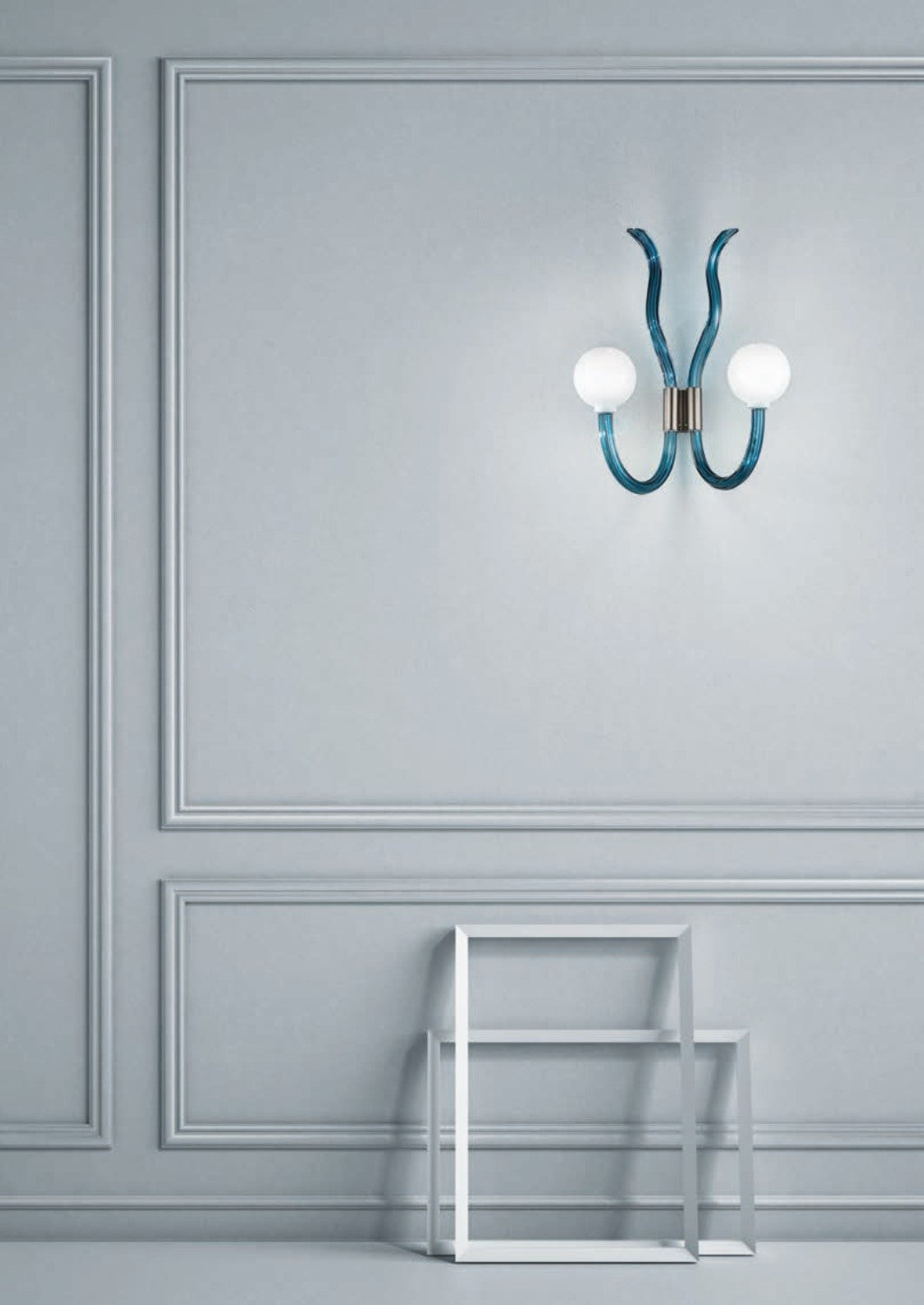 Sylcom Modà 2800/A2-NNS-DEN Blue Denim Wall Lamp in Brushed Black Nickel Metal Finish