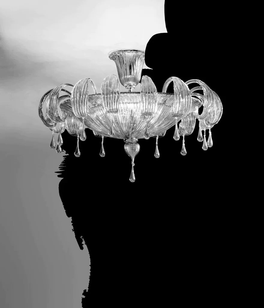 Sylcom Molin 1386/48-K-CR Clear Ceiling Lamp in Polished Chrome Metal Finish