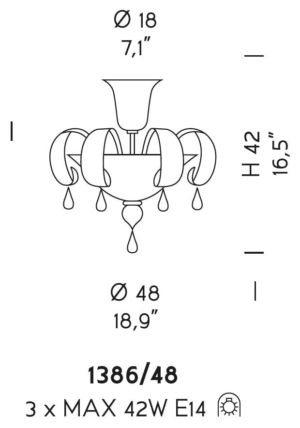 Sylcom Molin 1386/48-K-CR Clear Ceiling Lamp in Polished Chrome Metal Finish