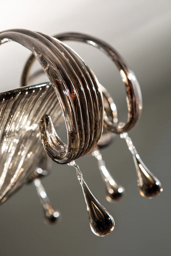 Sylcom Molin 1386/60-D-CR.FU Crystal and smoked drops Ceiling Lamp in Polished Gold Metal Finish