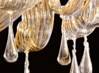 Sylcom Molin 1386/60-D-CR.ORO Clear and 24 Kt Gold Ceiling Lamp in Polished Gold Metal Finish