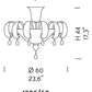 Sylcom Molin 1386/60-K-CR.A Crystal and amber drops Ceiling Lamp in Polished Chrome Metal Finish