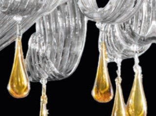Sylcom Molin 1386/60-K-CR.A Crystal and amber drops Ceiling Lamp in Polished Chrome Metal Finish