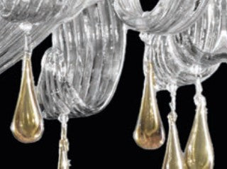 Sylcom Molin 1386/78-D-CR.FU Crystal and smoked drops Ceiling Lamp in Polished Gold Metal Finish