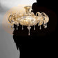 Sylcom Molin 1386/78-K-CR.ORO Clear and 24 Kt Gold Ceiling Lamp in Polished Chrome Metal Finish
