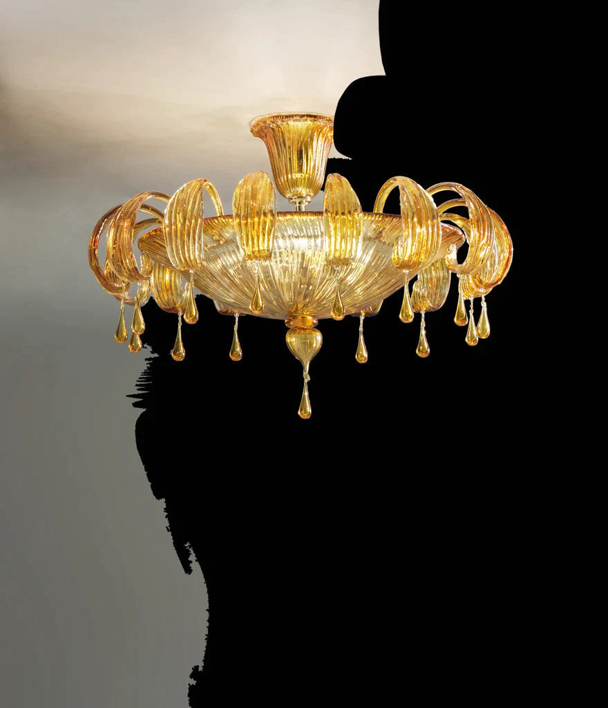 Sylcom Molin 1386/A1-D-CR.FU Crystal and smoked drops Wall Lamp in Polished Gold Metal Finish