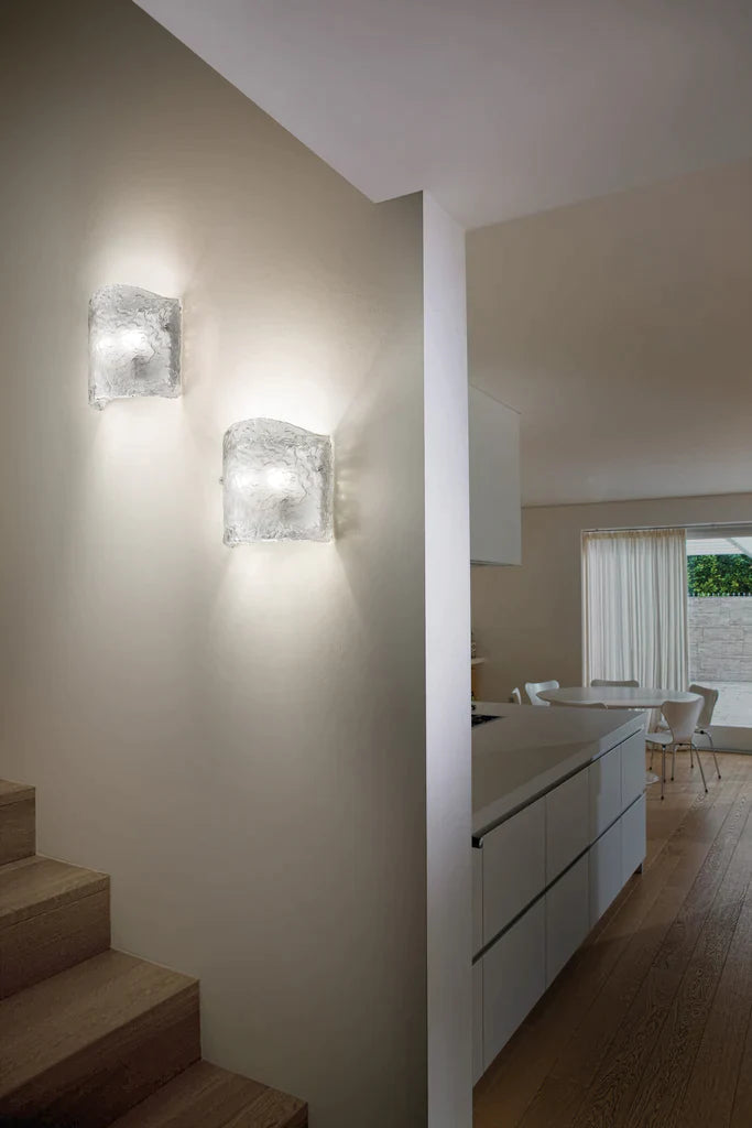 Sylcom Orseolo 0215-B-CO Opaque Clear Wall Lamp in White Metal Finish