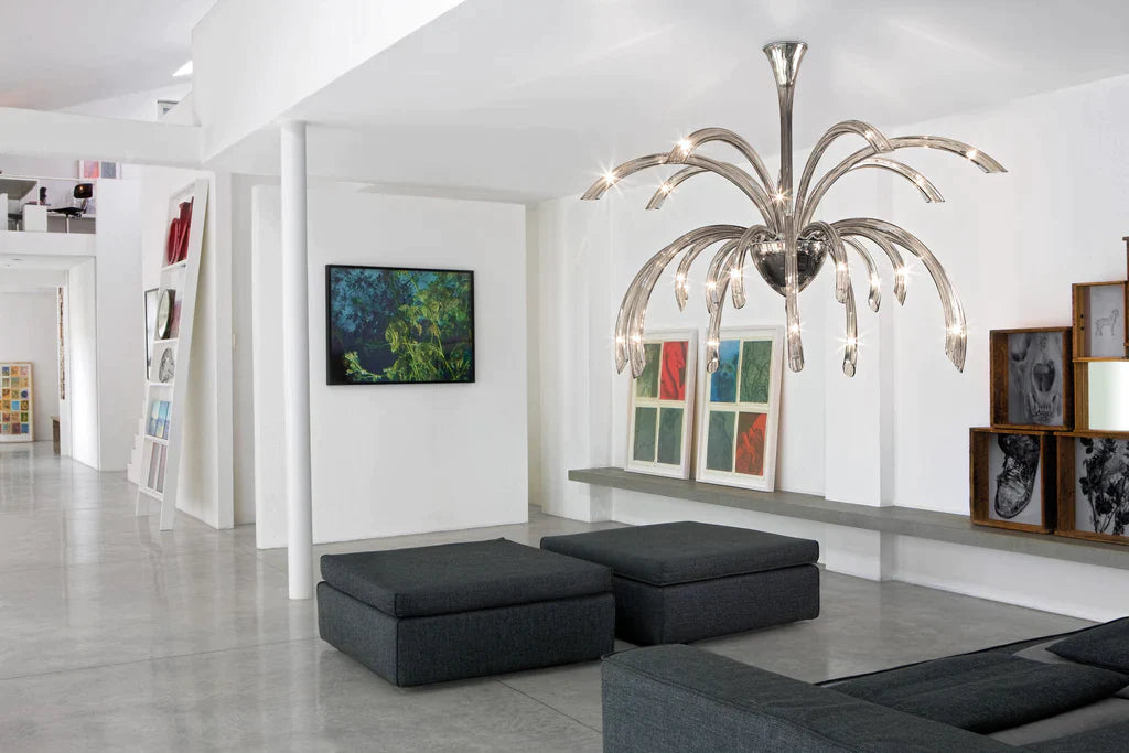 Sylcom Phoenix 2030/21-K-FU Smoked Chandelier in Polished Chrome Metal Finish