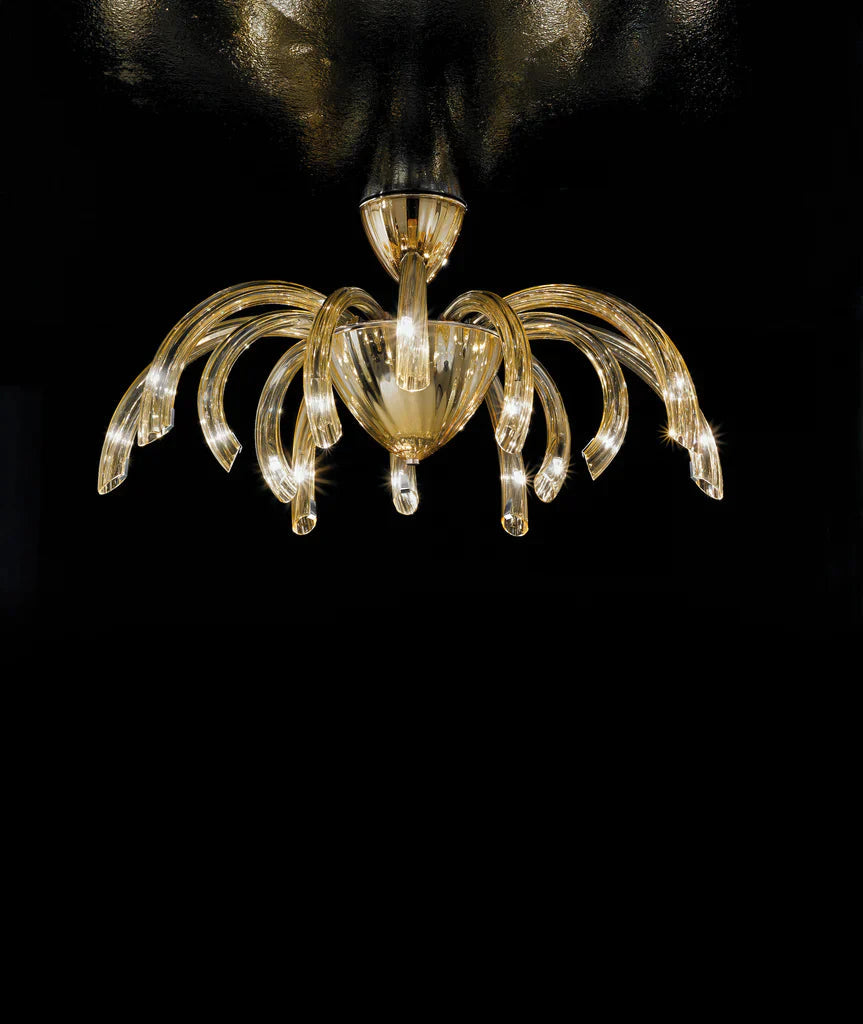 Sylcom Phoenix 2032/14-K-AS Submerged Amber Ceiling Lamp in Polished Chrome Metal Finish