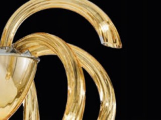 Sylcom Phoenix 2032/14-K-AS Submerged Amber Ceiling Lamp in Polished Chrome Metal Finish