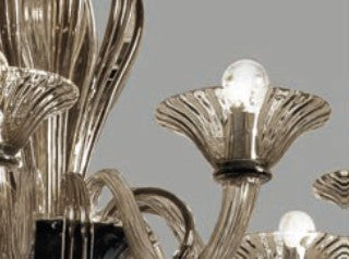 Sylcom Pisani 1430/5-D-FU Smoked Chandelier in Polished Gold Metal Finish
