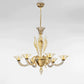 Sylcom Pisani 1430/6-D-FU.ORO Smoked and 24 Kt Gold Chandelier in Polished Gold Metal Finish