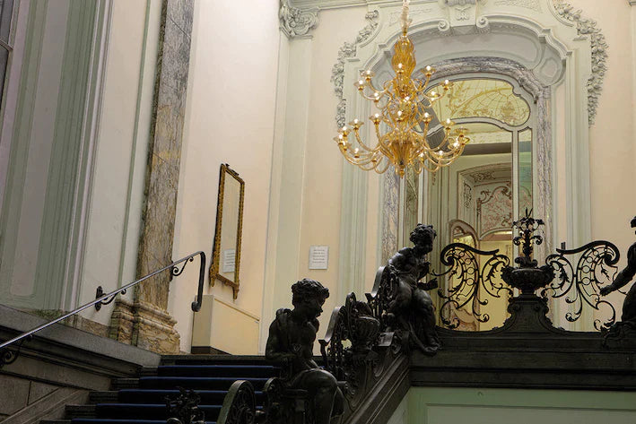 Sylcom Pisani 1430/6-K-FU.ORO Smoked and 24 Kt Gold Chandelier in Polished Chrome Metal Finish