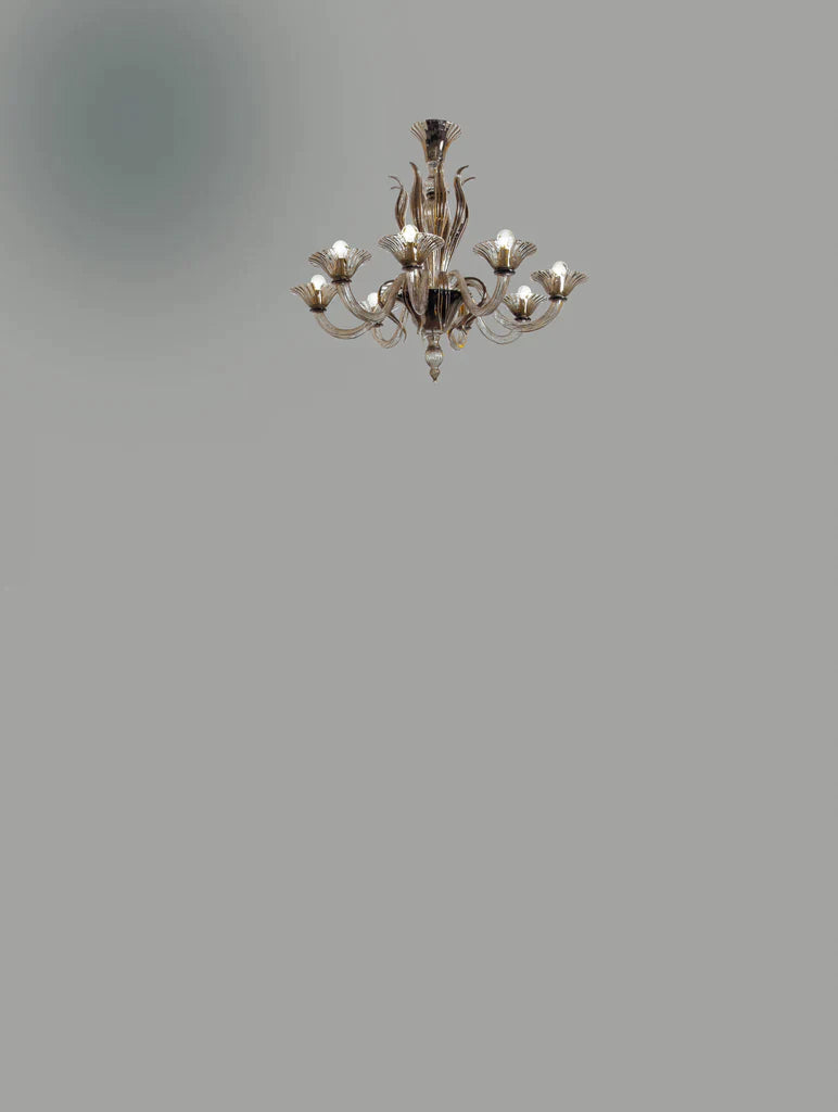 Sylcom Pisani 1430/8-K-FU Smoked Chandelier in Polished Chrome Metal Finish