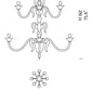 Sylcom Pisani 1431/16+8-K-BL.CR Milk White Clear Chandelier in Polished Chrome Metal Finish