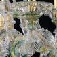 Sylcom Rezzonico 1470/12-PA-VE.ORO Green and 24Kt Gold Chandelier in Silver Bronzing Metal Finish
