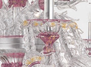 Sylcom Rezzonico 1471/9-PA-AMT.ORO Amethyst and 24Kt Gold Chandelier in Silver Bronzing Metal Finish
