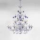 Sylcom Rezzonico 1471/9-PA-BLU.ORO Blue and 24Kt Gold Chandelier in Silver Bronzing Metal Finish