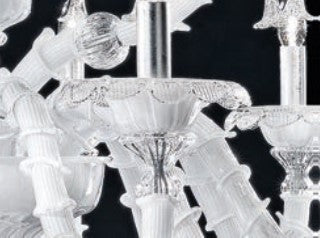 Sylcom Rezzonico 1472/12-PO-BL.CR Milk White and Clear Chandelier in Gold Bronzing Metal Finish