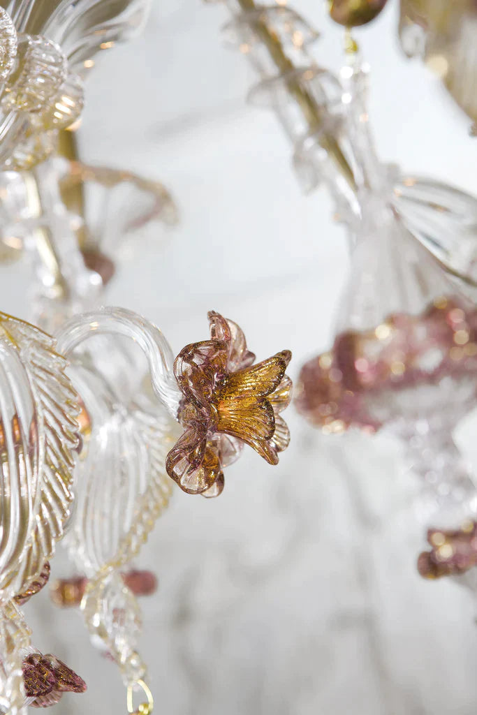 Sylcom Rezzonico 1472/8-PO-AMT.ORO Amethyst and 24Kt Gold Chandelier in Gold Bronzing Metal Finish