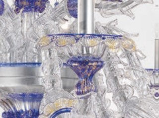 Sylcom Rezzonico 1473-PA-BLU.ORO Blue and 24Kt Gold Suspension in Silver Bronzing Metal Finish