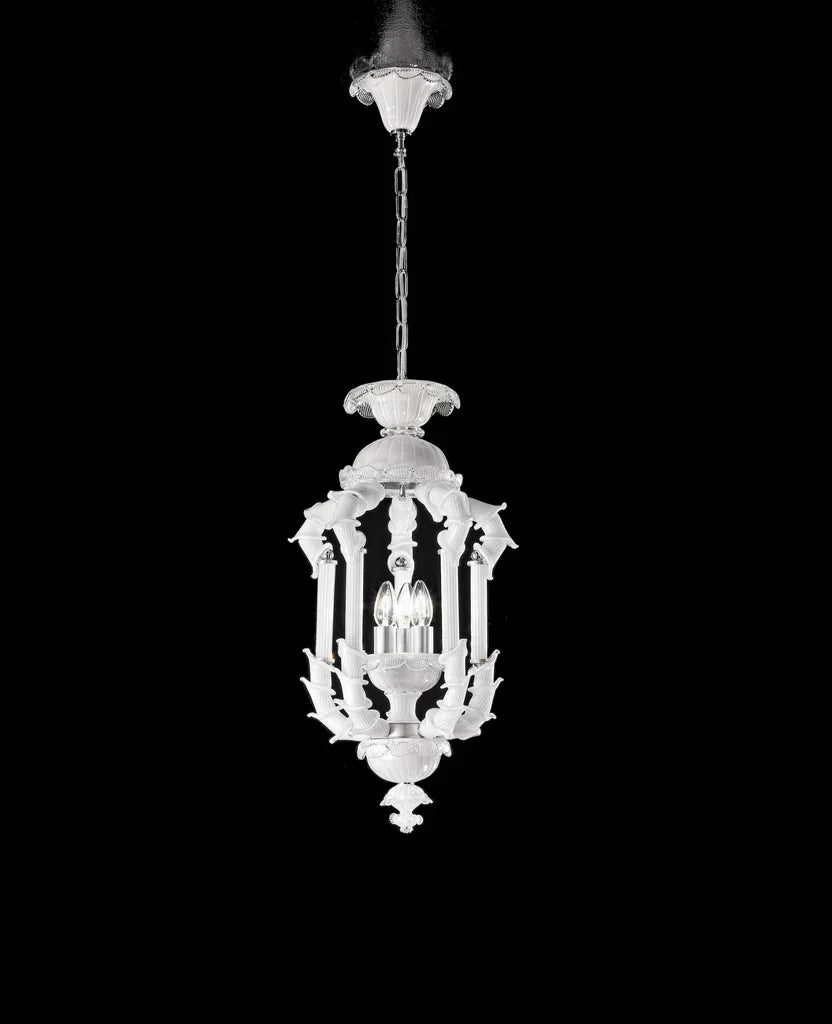 Sylcom Rezzonico 1473-PA-BL.CR Milk White and Clear Suspension in Silver Bronzing Metal Finish