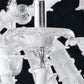 Sylcom Rezzonico 1473-PA-BL.CR Milk White and Clear Suspension in Silver Bronzing Metal Finish