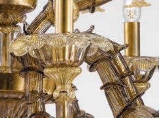 Sylcom Rezzonico 1474/A3-PA-FU.ORO Smoked and 24 Kt Gold Wall Lamp in Silver Bronzing Metal Finish