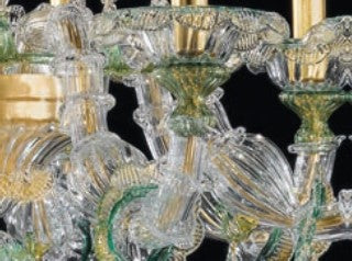Sylcom Rezzonico 1474/A3-PA-VE.ORO Green and 24Kt Gold Wall Lamp in Silver Bronzing Metal Finish