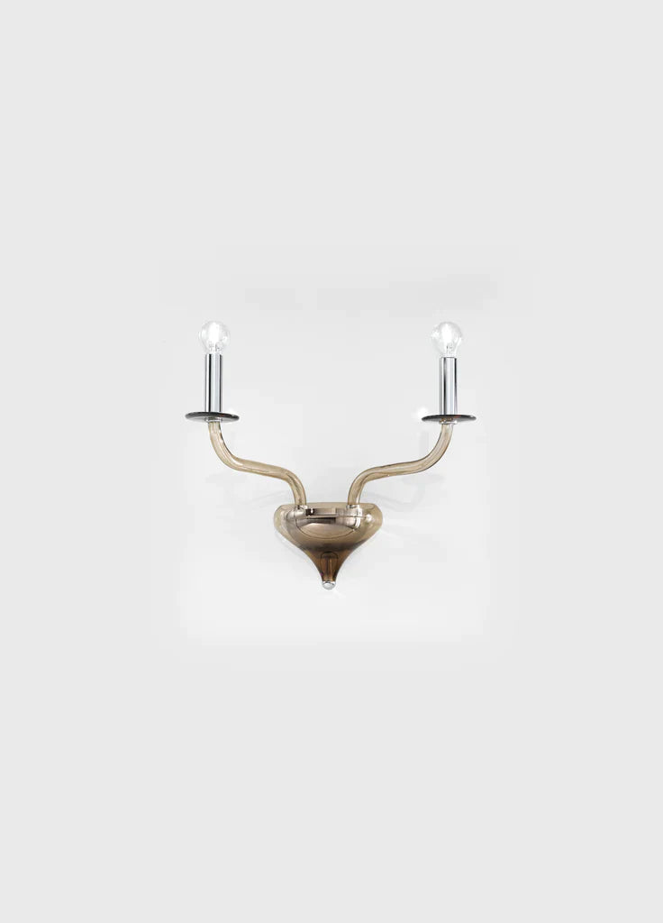 Sylcom Sahara 2010/A2-K-FU Smoked Wall Lamp in Polished Chrome Metal Finish