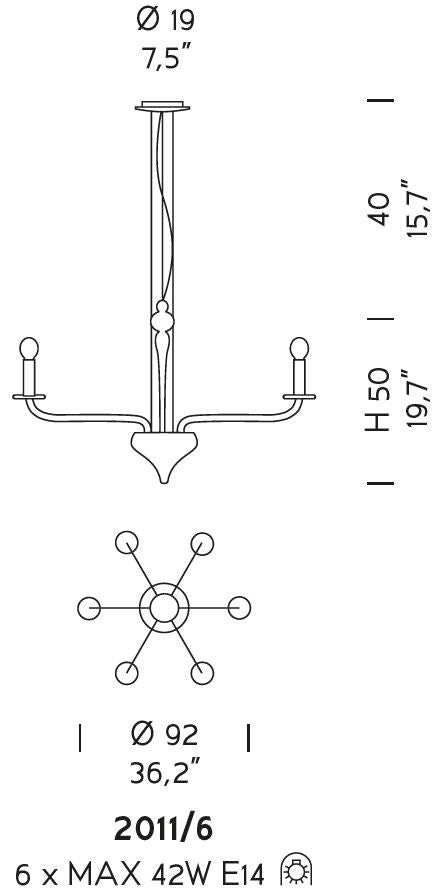 Sylcom Sahara 2011/6-K-CR Clear Suspension in Polished Chrome Metal Finish