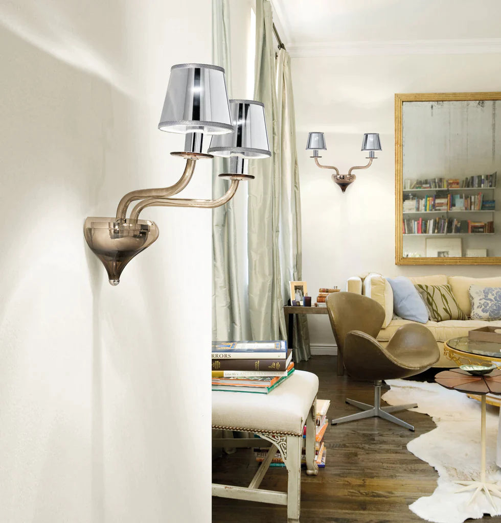 Sylcom Sahara 2011/A2-K-FU Smoked Wall Lamp in Polished Chrome Metal Finish