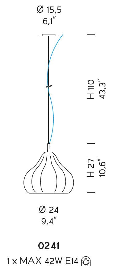 Sylcom Sphera 0241-K-DEN Blue Denim Wall Lamp in Polish Chrome Metal Finish