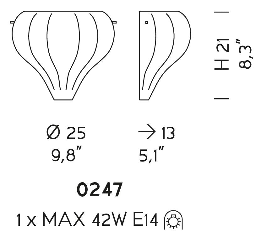 Sylcom Sphera 0247-K-DEN Blue Denim Wall Lamp in Polish Chrome Metal Finish