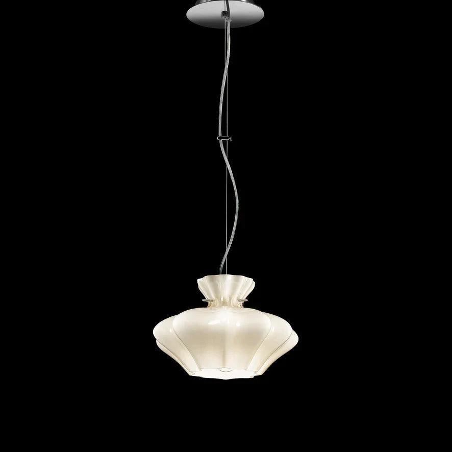 Sylcom Sweet 0140-K-BLAV Milky White Ivory Wall Lamp in Polish Chrome Metal Finish