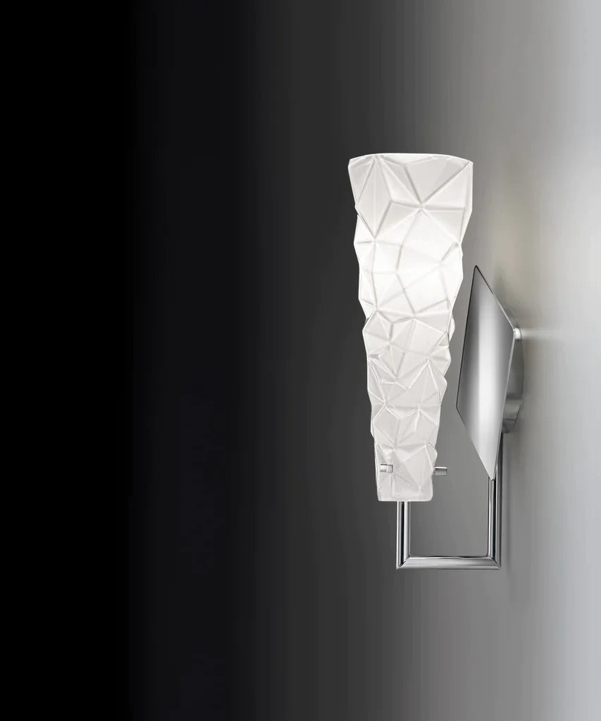 Sylcom Sweet 0194-K-BL Milk White Clear Wall Lamp in Polish Chrome Metal Finish