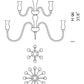 Sylcom Teodato 1020/12+6-D-BL Milk White Chandelier in Polished Gold Metal Finish