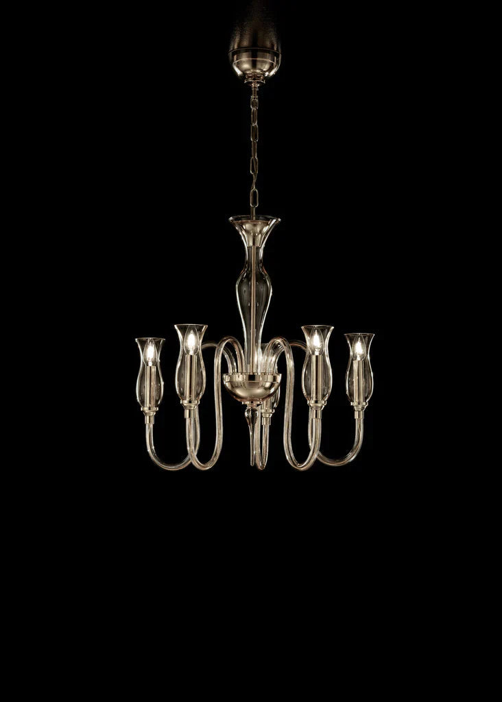 Sylcom Teodato 1020/12+6-K-CR Clear Chandelier in Polished Chrome Metal Finish