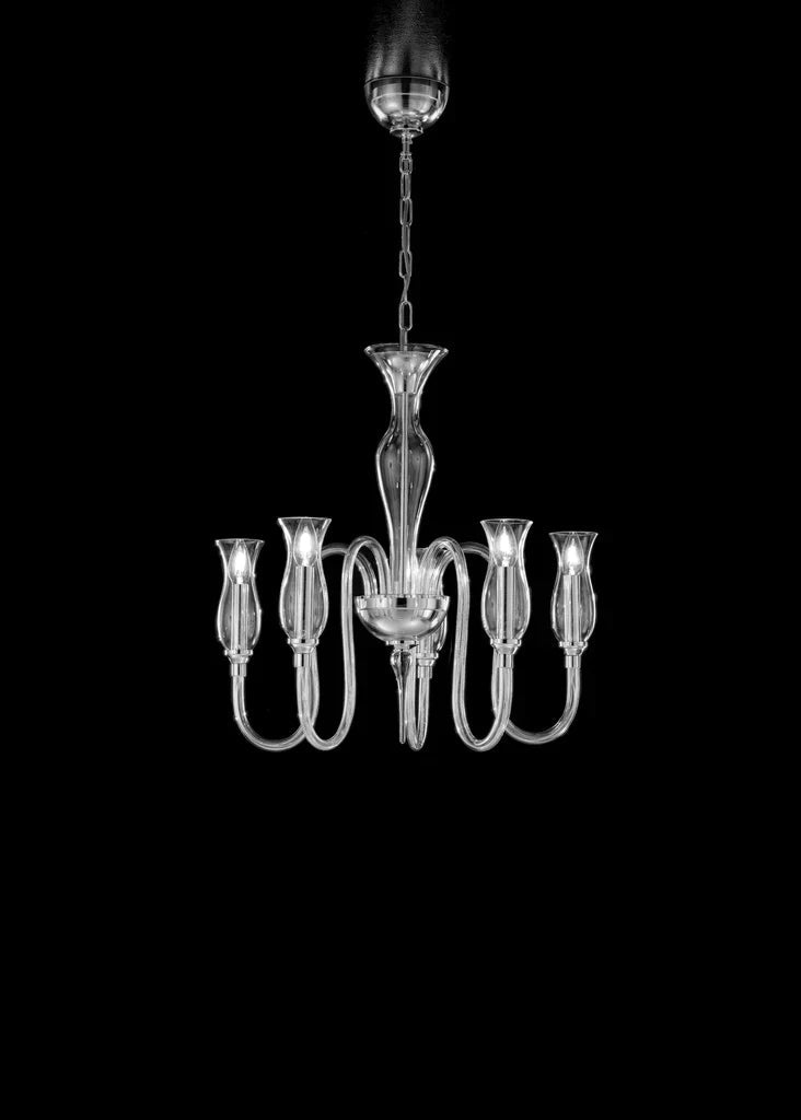 Sylcom Teodato 1020/6-K-CR Clear Chandelier in Polished Chrome Metal Finish