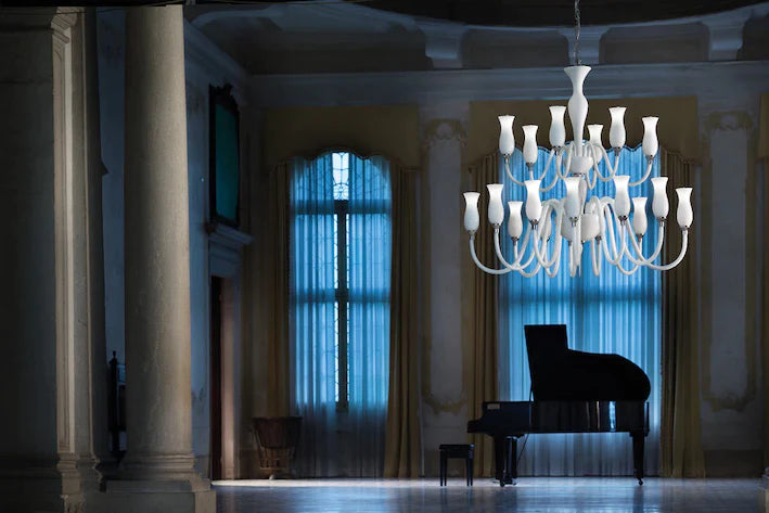 Sylcom Teodato 1020/8-D-CR Clear Chandelier in Polished Gold Metal Finish