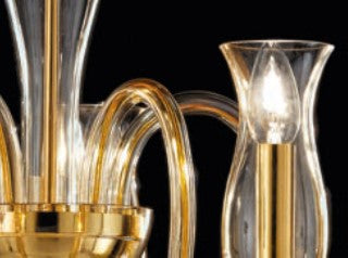 Sylcom Teodato 1020/A1-D-D.A Amber Detailing Wall Lamp in Polished Gold Metal Finish
