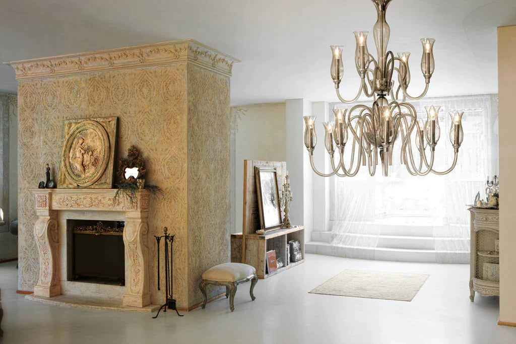 Sylcom Teodato 1022/5-K-CR Clear Chandelier in Polished Chrome Metal Finish