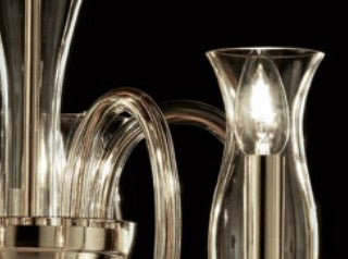 Sylcom Teodato 1022/5-K-FU Smoked Chandelier in Polished Chrome Metal Finish